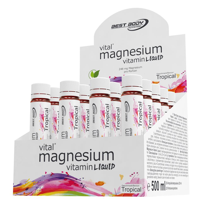 (33,80 Eur / L) Best Body Magnesium Liquid Ampoules 20x25ml Vitamin Tropic Shots