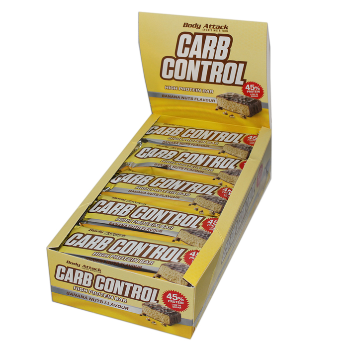 Body Attack Carb Control Bar, 100g-Riegel, 15 Riegel Karton Nut Nougat