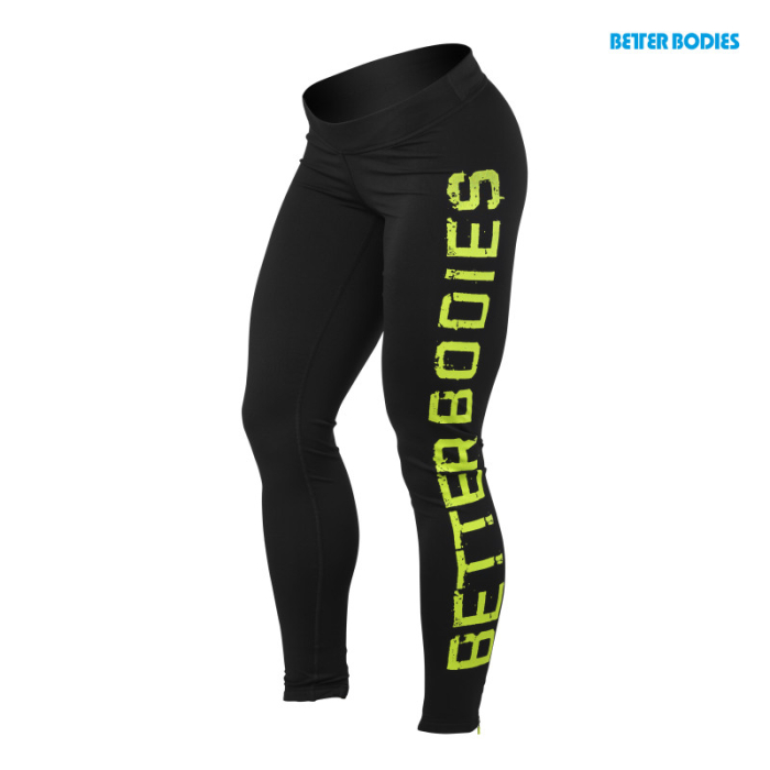 Better Bodies Logo Tights (110739) Sonderposten Black/lime XS