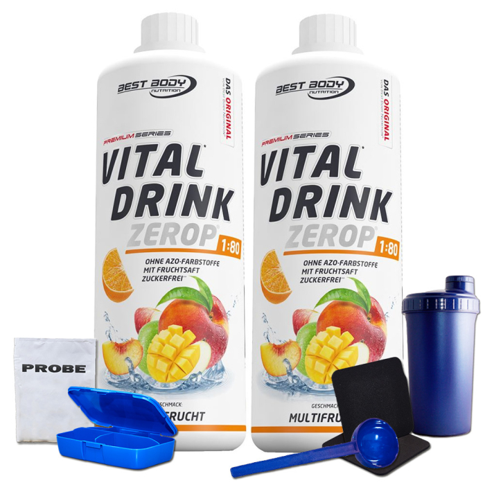 Best Body Vital Drink 2 x 1000ml Flasche Mineraldrink + Bonus Produktproben Pfirsich-Maracuja