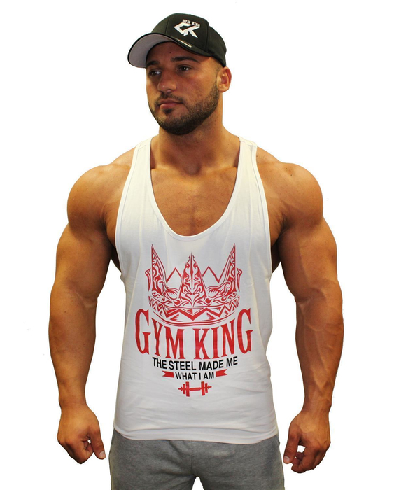 Gym King Stringer Tank Top Bodybuilding Tank M Weiss