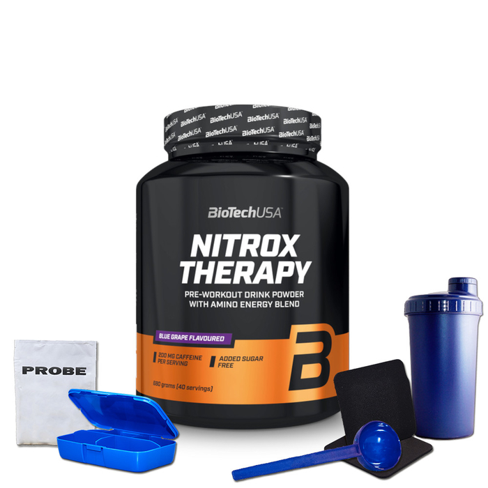 Biotech NitroX Therapy 680g + Bonus Blue Grape Dosierlffel