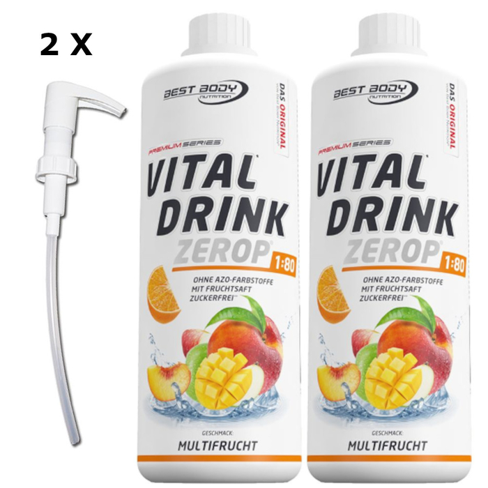 Best Body Vital Drink 2 x 1000ml Flasche Mineraldrink + 2 Dosierpumpen