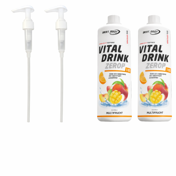Best Body Vital Drink 2 x 1000ml Flasche Mineraldrink + 2 Pumpen Multifrucht