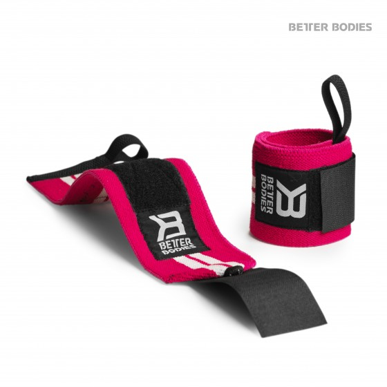 Better Bodies Womens Wrist Wraps New Style Pink-White