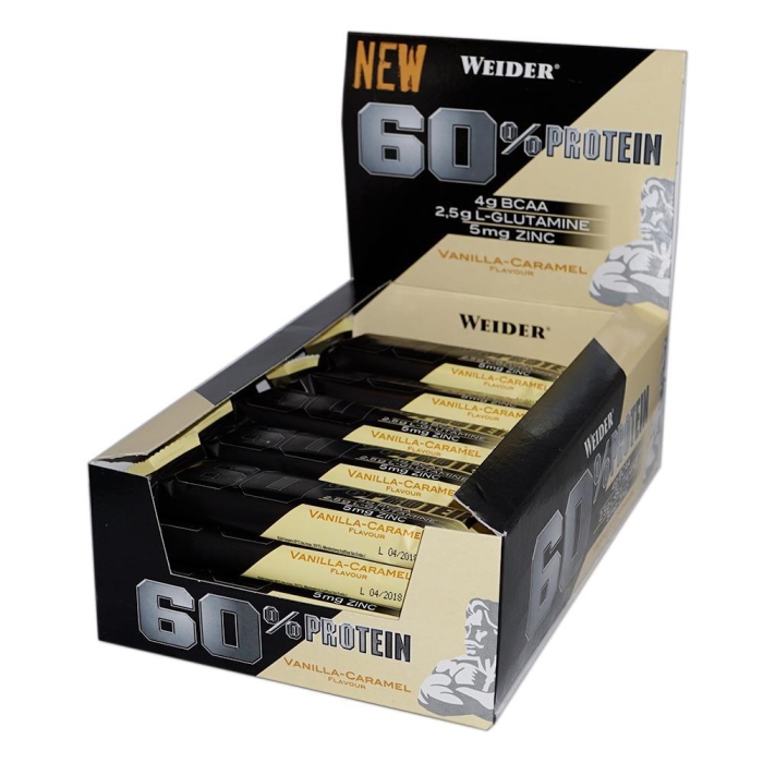 Weider 60% Protein Bar 45g Eiweiss Riegel Vanille-Karamell