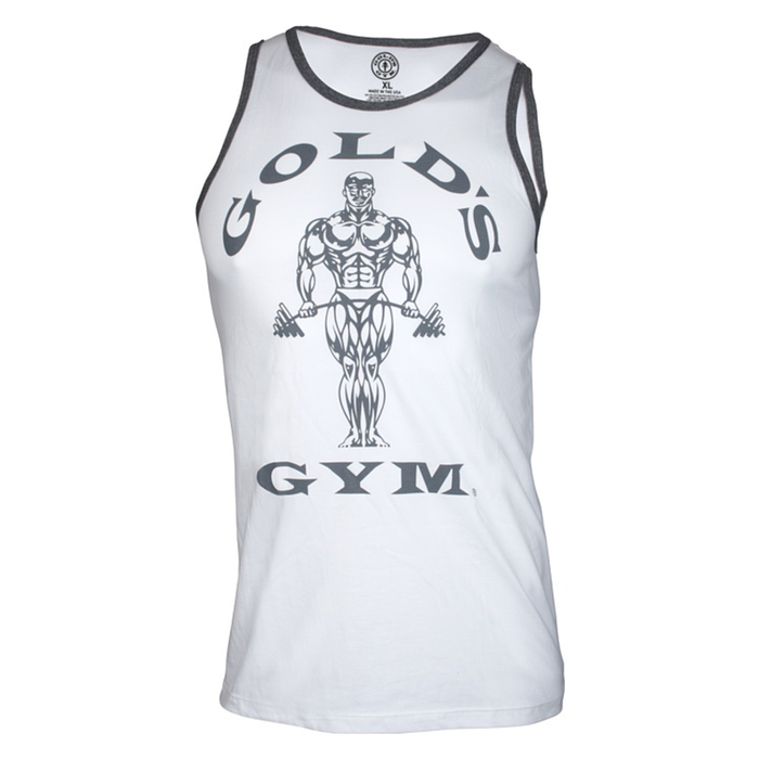 Golds Gym Muscle Joe Contrast Athlete Tank Top White Bodybuilding Size S-XXL