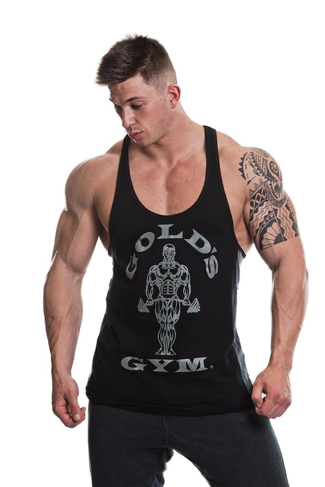 Golds Gym Muscle Joe Tonal Panel Stringer Tank Top Charcoal New Sports Fitness