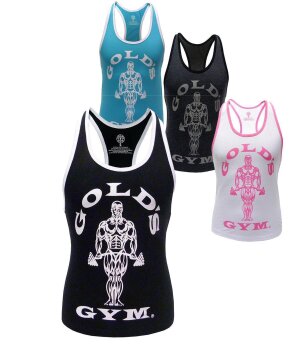 Golds Gym Ladies Loose Fit Muscle Tank White Fitness Ladies Gymwear Cotton Top