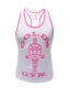 Golds Gym Ladies Loose Fit Muscle Tank White Fitness Ladies Gymwear Cotton Top