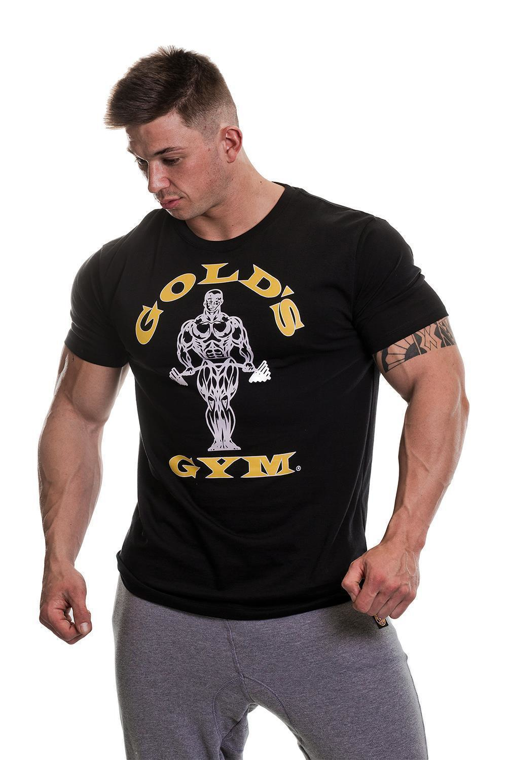Golds Gym Muscle Joe T Shirt Bodybuilding Fitness Shirt Mens Black 19