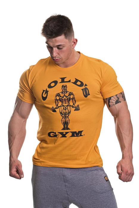Golds Gym Muscle Joe T-Shirt Bodybuilding Fitness Clothing Mens Shirt Yellow
