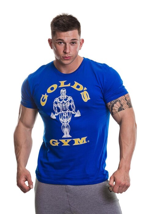 Golds Gym Muscle Joe T-Shirt Bodybuilding Fitness Mens Shirt Royal Blue