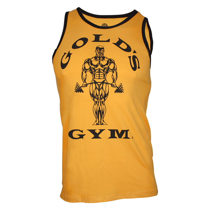 Golds Gym Muscle Joe Contrast Athlete Tank Top Gold Bodybuilding Size S-XXL S