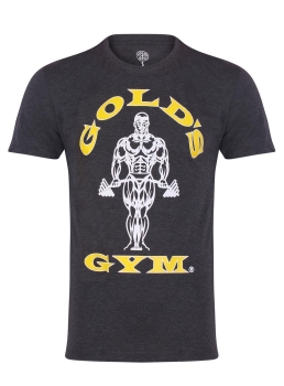 Golds Gym Muscle Joe T-Shirt Bodybuilding Fitness Mens Sports Shirt Charcoal S