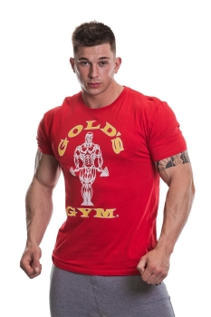 Golds Gym Muscle Joe T-Shirt Bodybuilding Fitness Clothes Red Cotton S