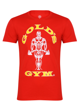 Golds Gym Muscle Joe T-Shirt Bodybuilding Fitness Clothes Red Cotton S