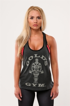 Golds Gym Ladies Loose Fit Muscle Tank Womens Top Charcoal Grey Size XS-L M
