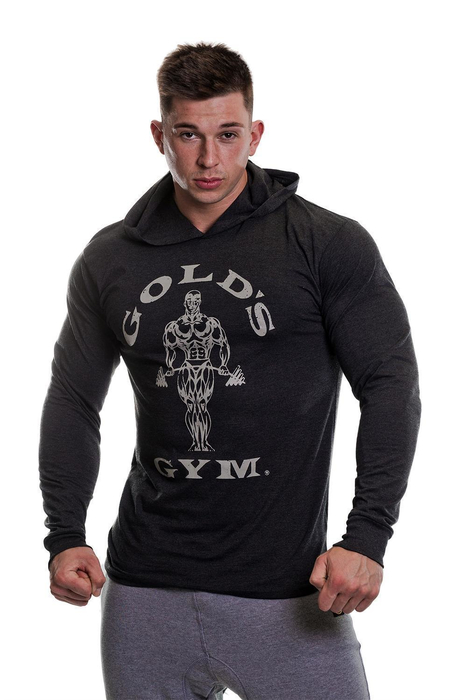 Golds Gym Muscle Joe Long Sleeve Hoodie Mens Grey Fitness Size S-XXL M