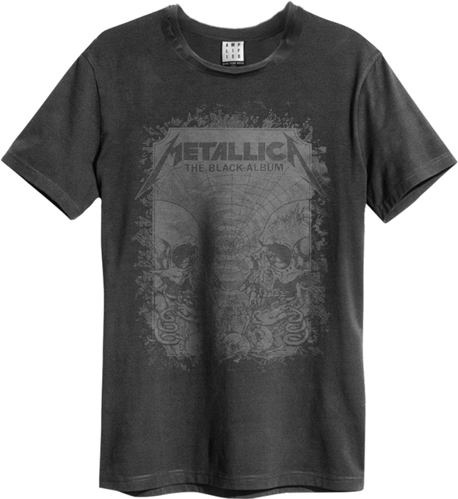 Amplified Mens Tee  Metallica the Black Album  Mens T-Shirt Hall Of Fame