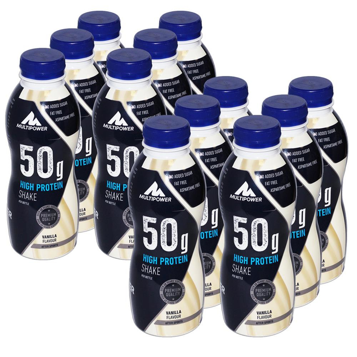 Multipower 50g High Protein Shake 12 x 500ml Flasche Pack Vanille