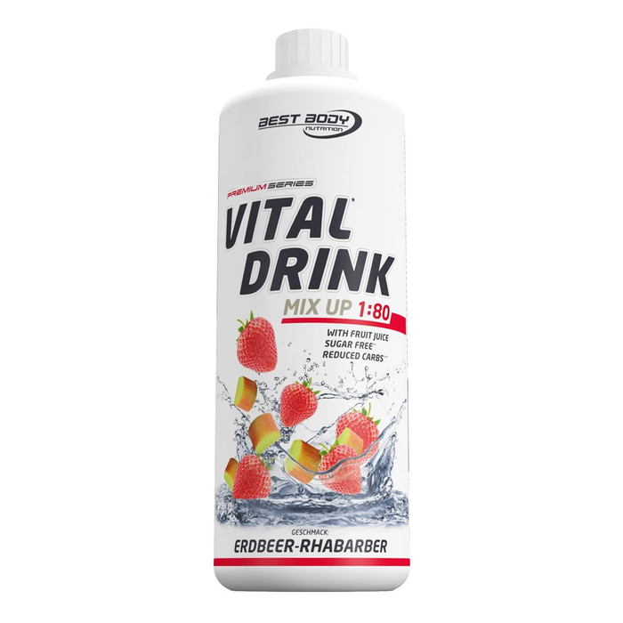 Best Body Vital Drink 1000ml Flasche Mineraldrink Erdbeer-Rhabarber