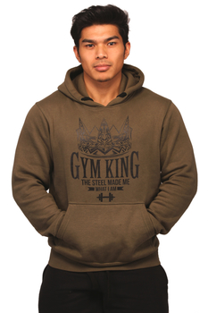 Gym King Gym Hoodie Olive Black Herren Bodybuilding Hoodie