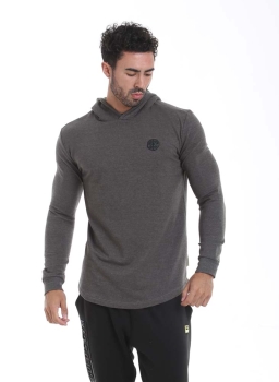 Golds Gym Long Sleeve Hooded Sweathshirt Charcoal