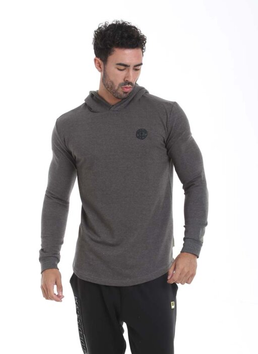 Golds Gym Long Sleeve Hooded Sweathshirt Charcoal M