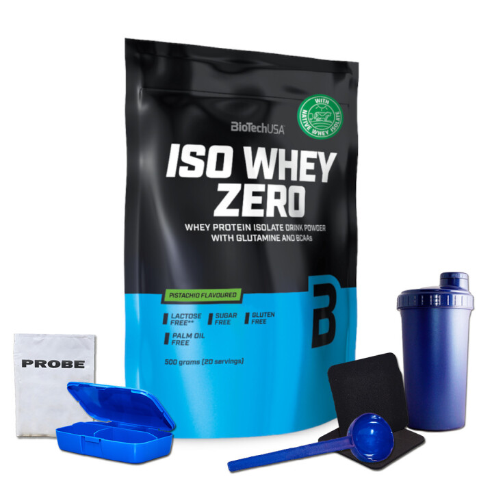 Biotech USA Iso Whey Zero Protein laktosefrei 500g Beutel + Bonus Riegel Vanilla-Cinnamon Roll