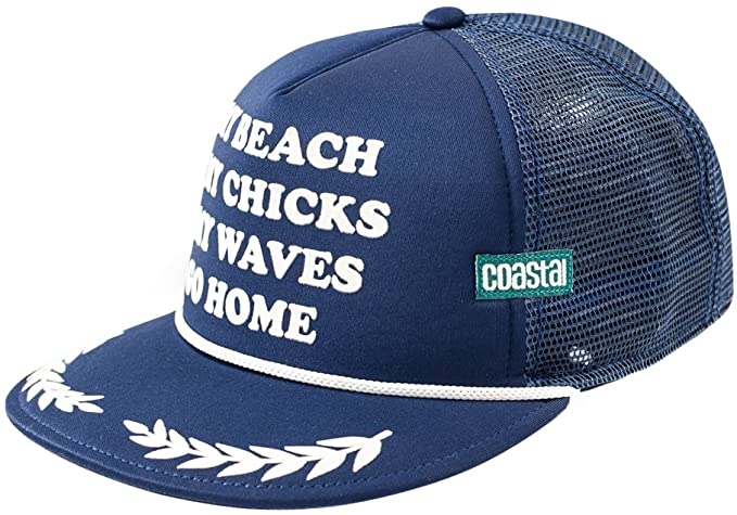 Coastal 5 Panel Flat Cap My Beach Navy