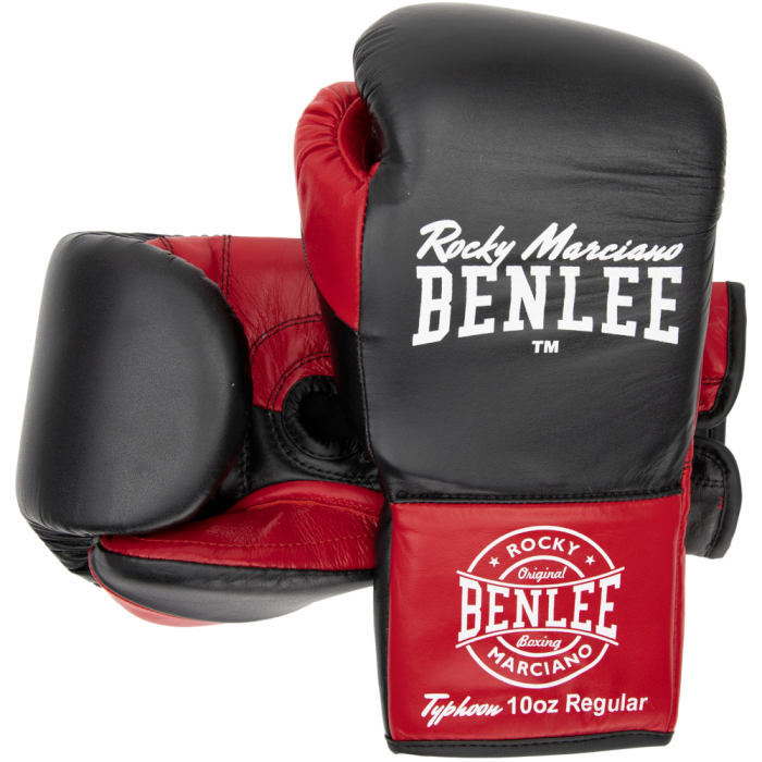 Benlee Typhoon Leder Wettkampf Boxhandschuhe Black-Red 10 OZ R