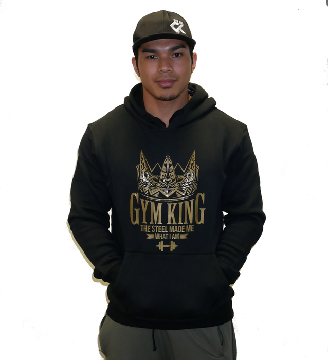 Gym King Mens Bodybuilding Gym Hoodie Black-Gold XL