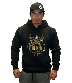 Gym King Mens Bodybuilding Gym Hoodie Black-Gold XL
