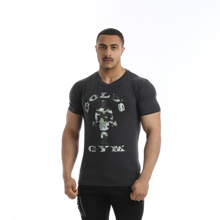 Golds Gym Camo Joe Printed T-Shirt Charcoal Marl S