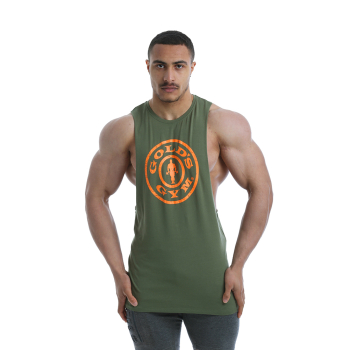 Golds Gym Drop Armhole Vest Tank Top khaki