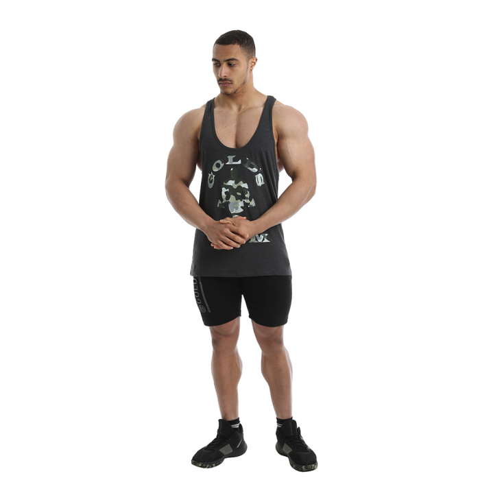 Golds Gym Camo Joe Printed Vest Tank Top charcoal marl m