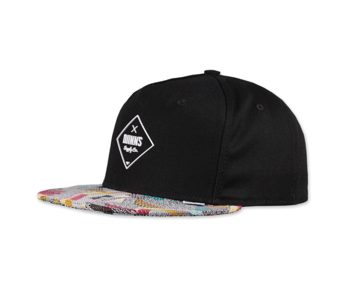 Djinns 5 Panel Snapback Cap Rubber Aztek Black