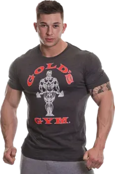 Golds Gym Muscle Joe T-Shirt charcoal marl red