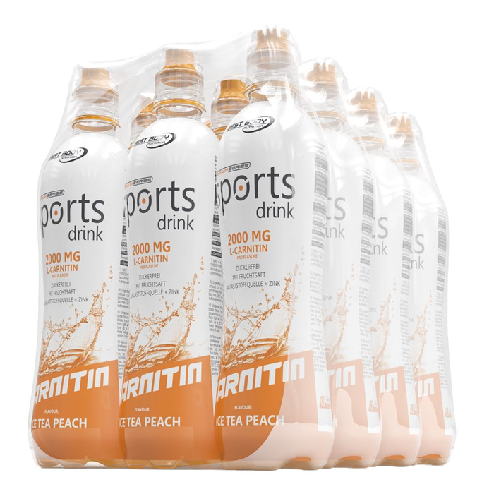 Best Body Sports Drink RTD L-Carnitin Drink 12x 500ml Gebinde Ice Tea Peach