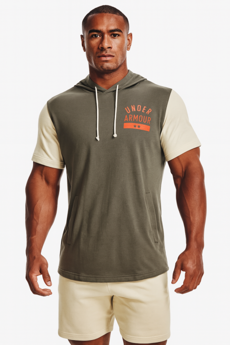 Under Armour Rival Terry Colorblock Short Sleeve Hoodie Tent/ Team Orange M