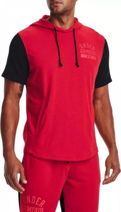 Under Armour Rival Terry Colorblock Short Sleeve Hoodie Red/ Beta