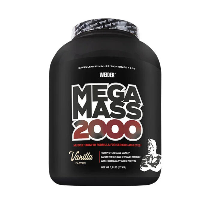 Weider Mega Mass 2000 2,7 kg 2700g Pulver Dose Vanille