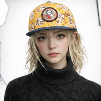 Djinns 6 Panel Snapback Cap LuckyCat Linen Black