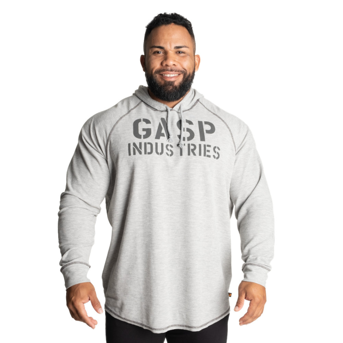 GASP Long Sleeve Thermal Hoodie Grey Melange XL