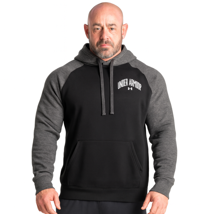 Under Armour Mens UA Rival Fleece Wordmark Colorblock Hoodie Black