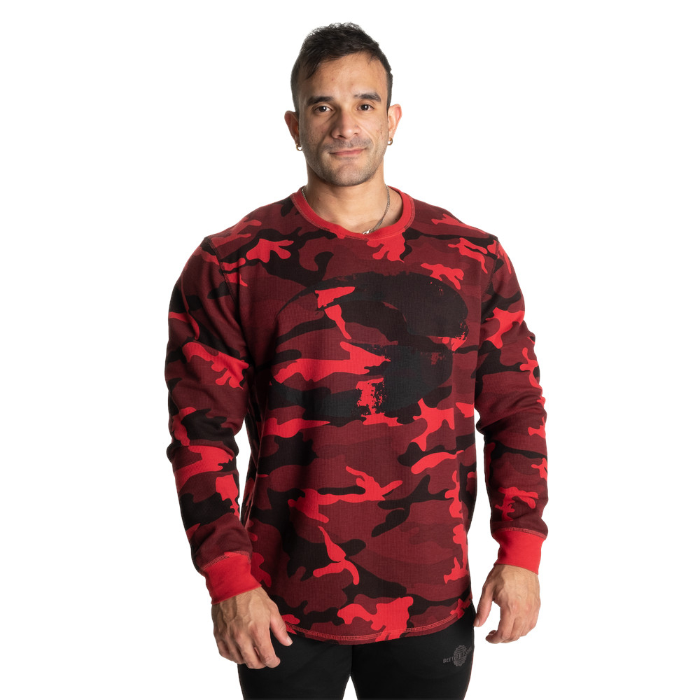 GASP Thermal Logo Sweater Red Camo Bodybuilding Pullover Fitness 84 90