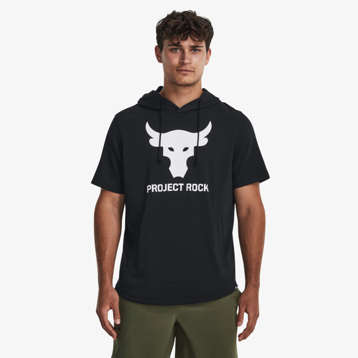 Under Armour Project Rock Terry Short Sleeve Hoodie Black M