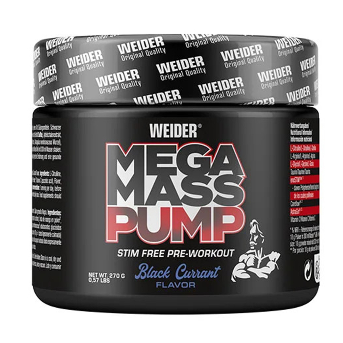 Weider Mega Mass Pump Pre Workout 270g Dose Black Currant
