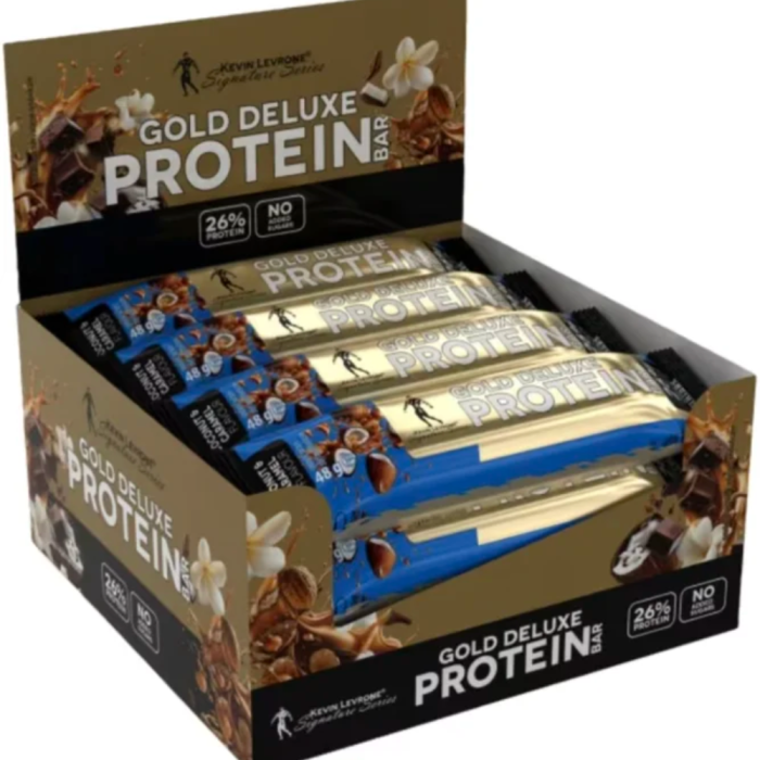 Kevin Levrone Protein Deluxe Riegel Kokosnuss-Karamell 12 x 48 g Riegel Coconut Caramel Flavour MHD